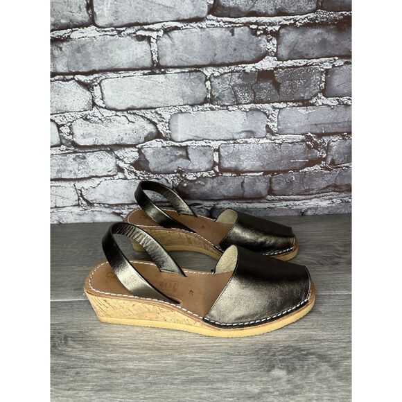 Calaxini Metallic Bronze Leather Avarca Wedge Slingback Sandals Women Sz 40EU/9M - Picture 16 of 16